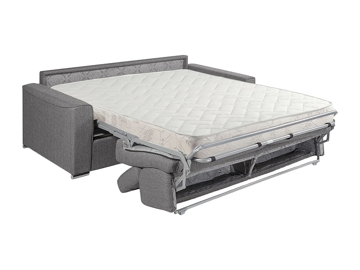 Canapé 3 places convertible express en tissu bleu - couchage lattes larges 140 cm - Matelas 16 cm avec mémoire de forme VIZIR