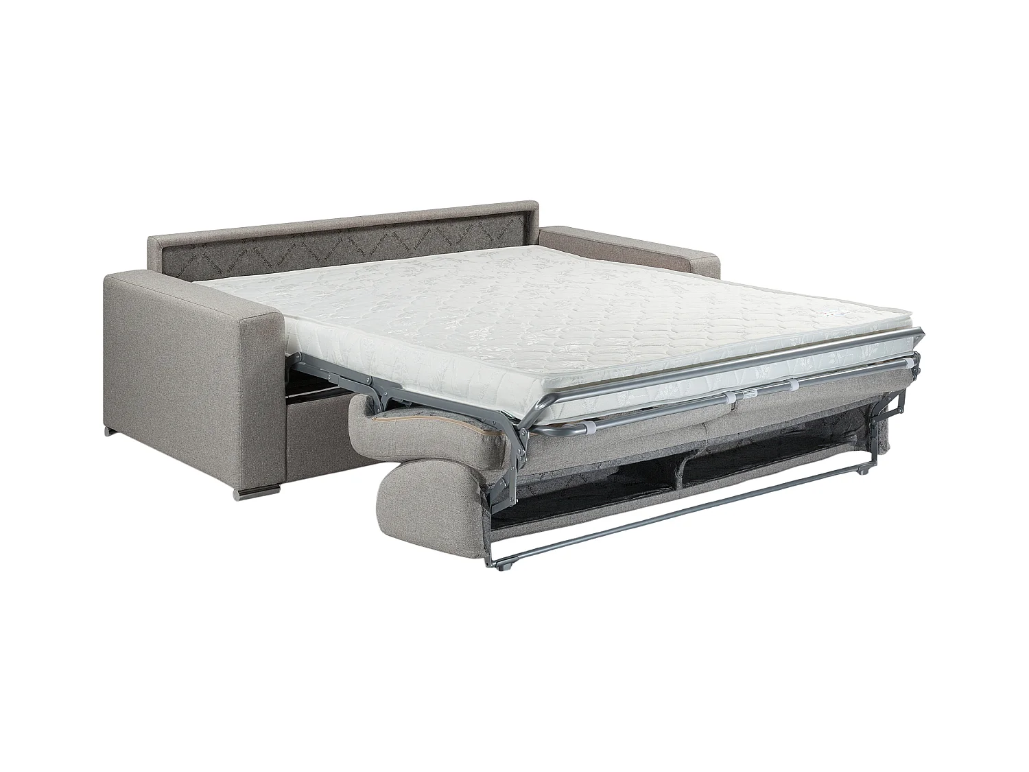 Canapé 2 places convertible express en tissu bleu - Couchage lattes larges 120 cm - Matelas 14 cm avec mémoire de forme CALITO