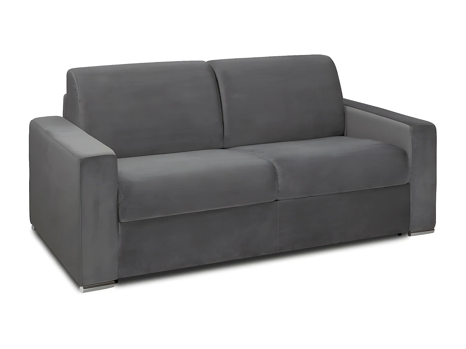 2-personers ekspressofabed i antracitfarvet velour - Soveplads med brede lameller 120 cm - 14 cm madras med memory foam CALITO
