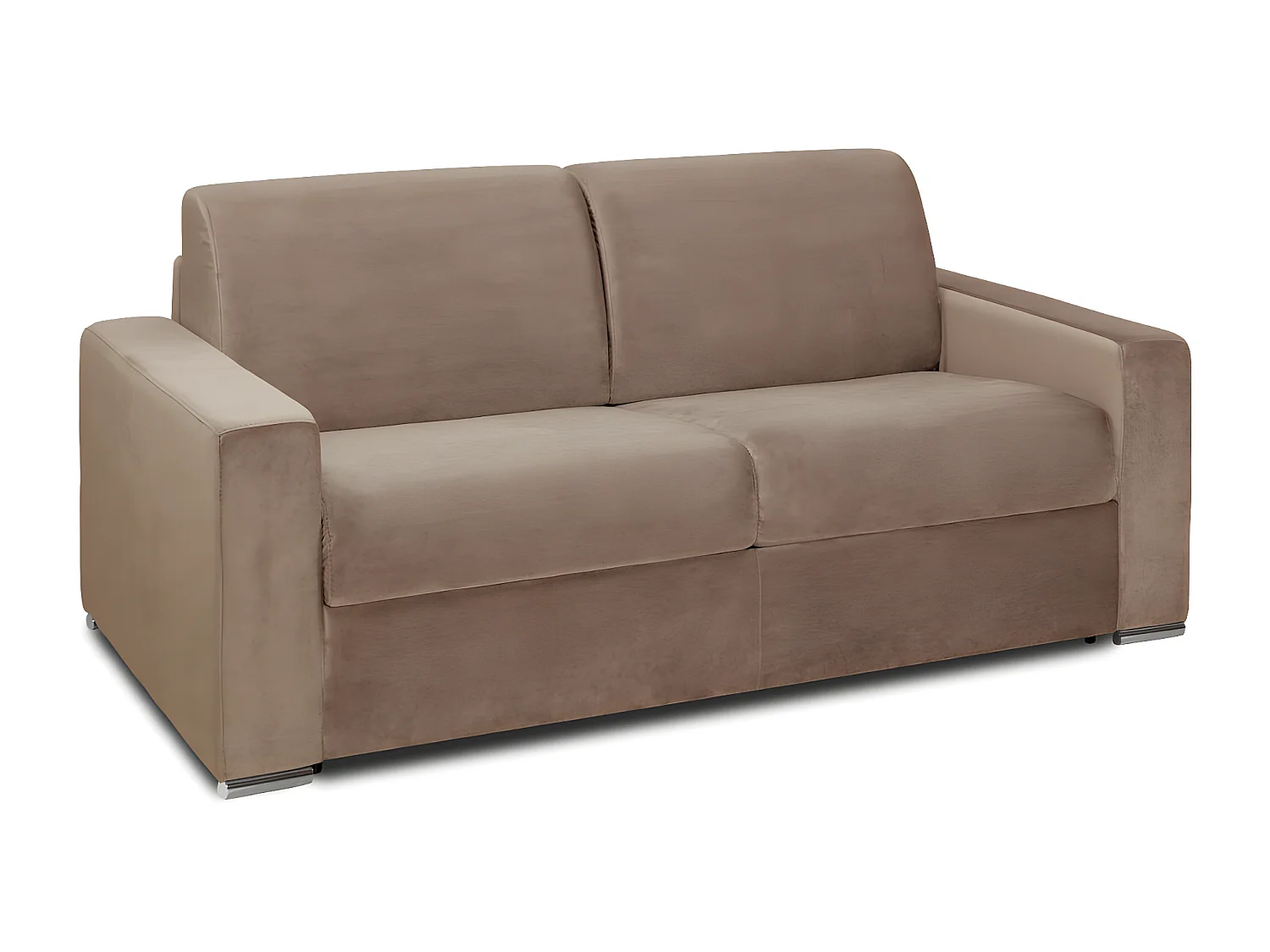 Divano letto 2 posti ribalta doga larga letto120cm materasso14cm Velluto e Memory - Beige - CALITO