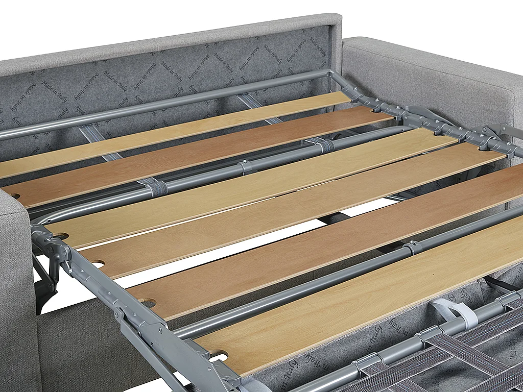 Schlafsofa mit Matratze 3-Sitzer Stoff - Anthrazit - Liegefläche mit Lattenrost: 140 cm - Matratzenhöhe: 14 cm mit Memory Schaum - CALITO