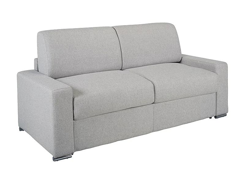 Canapé 3 places convertible express en tissu gris - Couchage 140 cm - Matelas 14 cm avec mémoire de forme CALITO