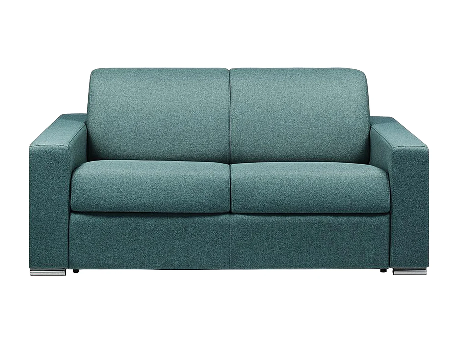 Tweezitsslaapbank van stof CALITO - Blauw - Bed 120 cm, brede latten - Matras 18 cm met vormgeheugen