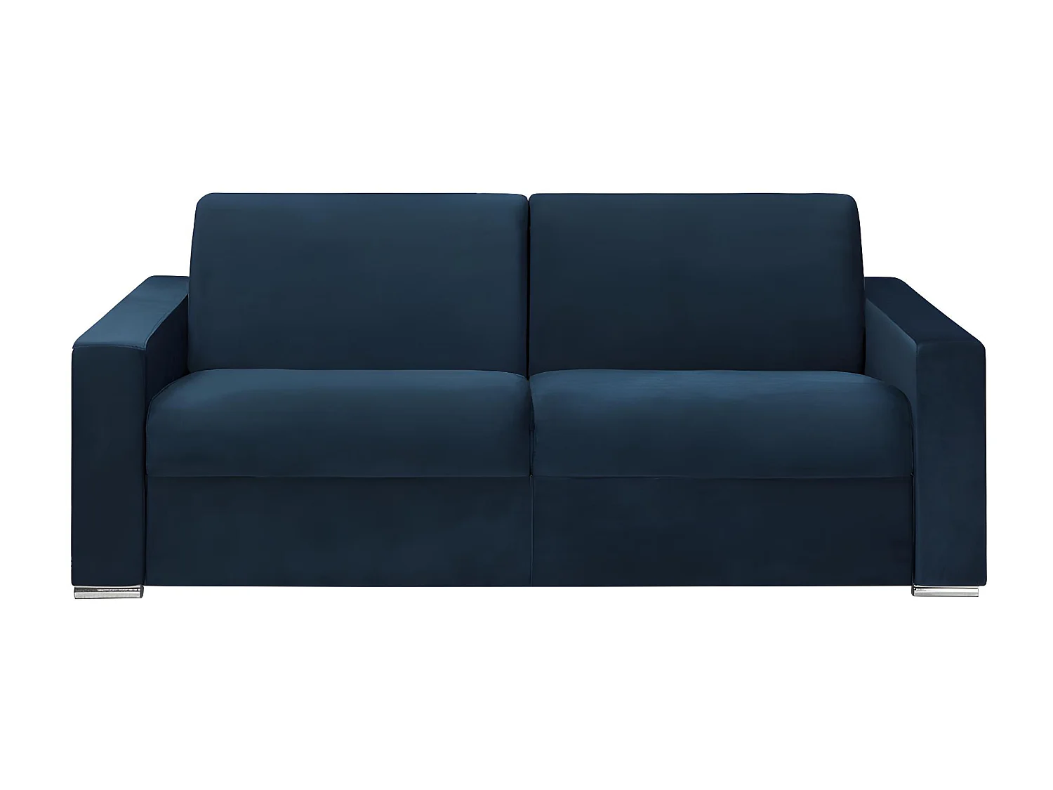 4-personers sovesofa med ekspresudtræk i midnatsblåt velour - 160 cm bred lamelbund - 14 cm madras med memory foam CALITO