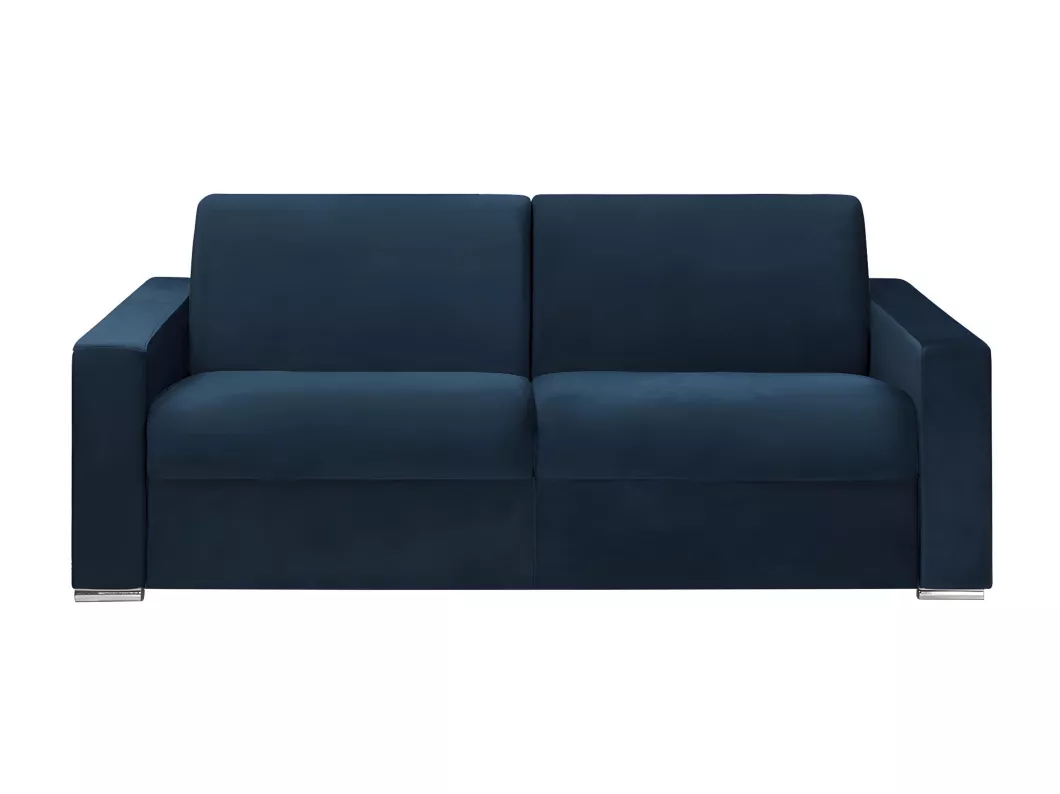 Kauf Unique Schlafsofa mit Matratze 4-Sitzer Samt - Dunkelblau - Liegefläche: 160 cm - Matratzenhöhe: 14 cm mit Memory Schaum - CALITO