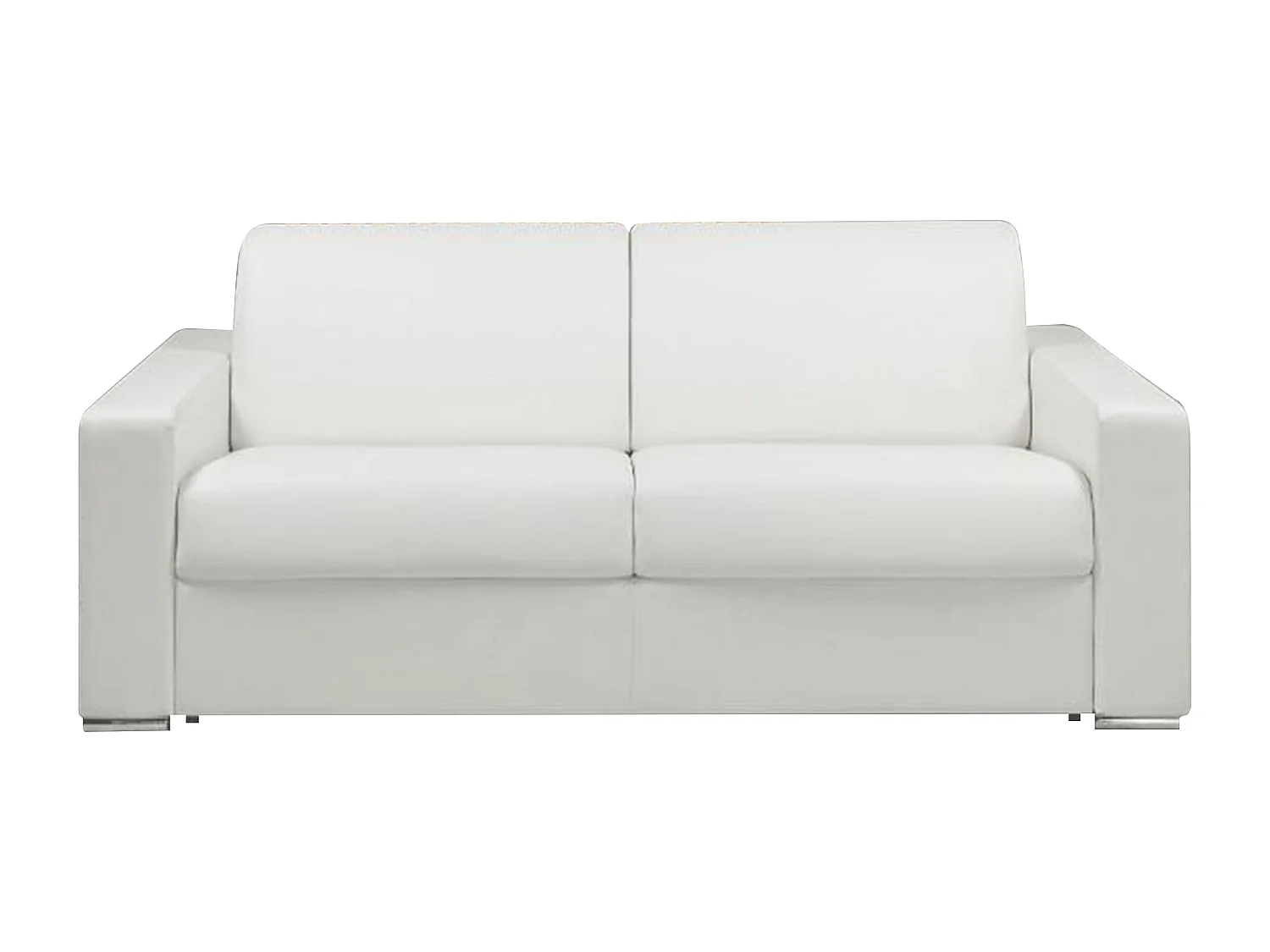Canapé 3 places convertible express en simili blanc - Couchage 140 cm - Matelas 18 cm avec mémoire de forme CALITO