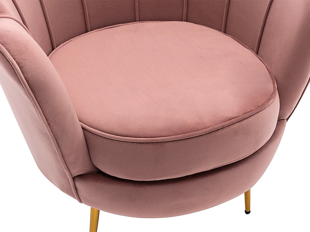 Fauteuil coquillage en velours rose DANDELION de Pascal Morabito