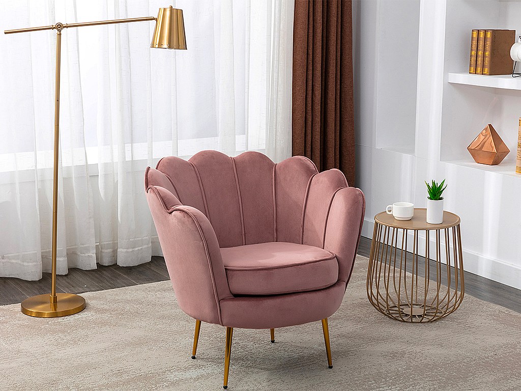 Vente-unique Muschelsessel - Samt - Rosa - Dandelion Von Pascal Morabito
