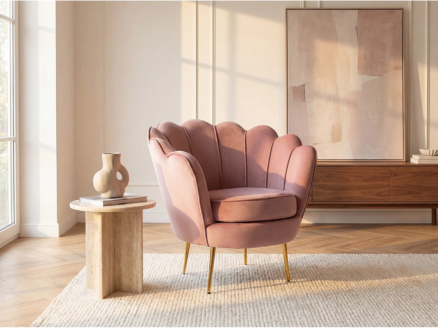 Fotel DANDELION z weluru - Kolor różowy marki Pascal Morabito