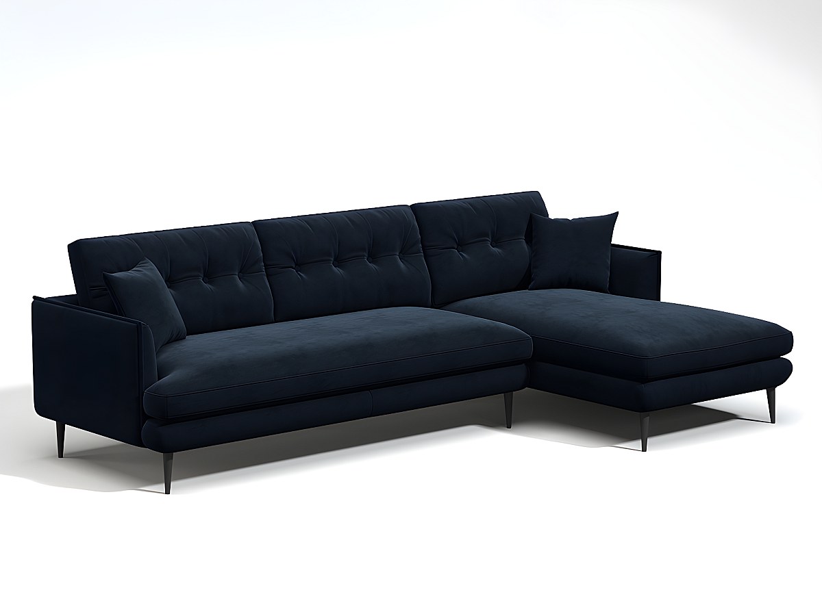 Ecksofa GANESH - Samt - Blau - Ecke rechts jetzt günstig und bequem