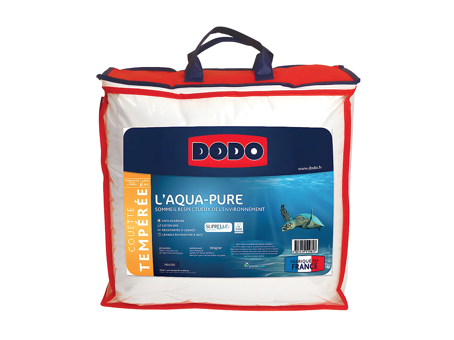 Edredón de entretiempo DODO AQUA-PURE - 140 x 200  cm - Funda 100% algodón orgánico