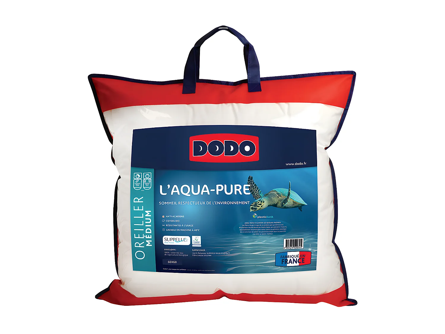 Cuscino DODO - fodera 100% cotone biologico e imbottitura riciclata - 60 x 60 cm - AQUA-PURE