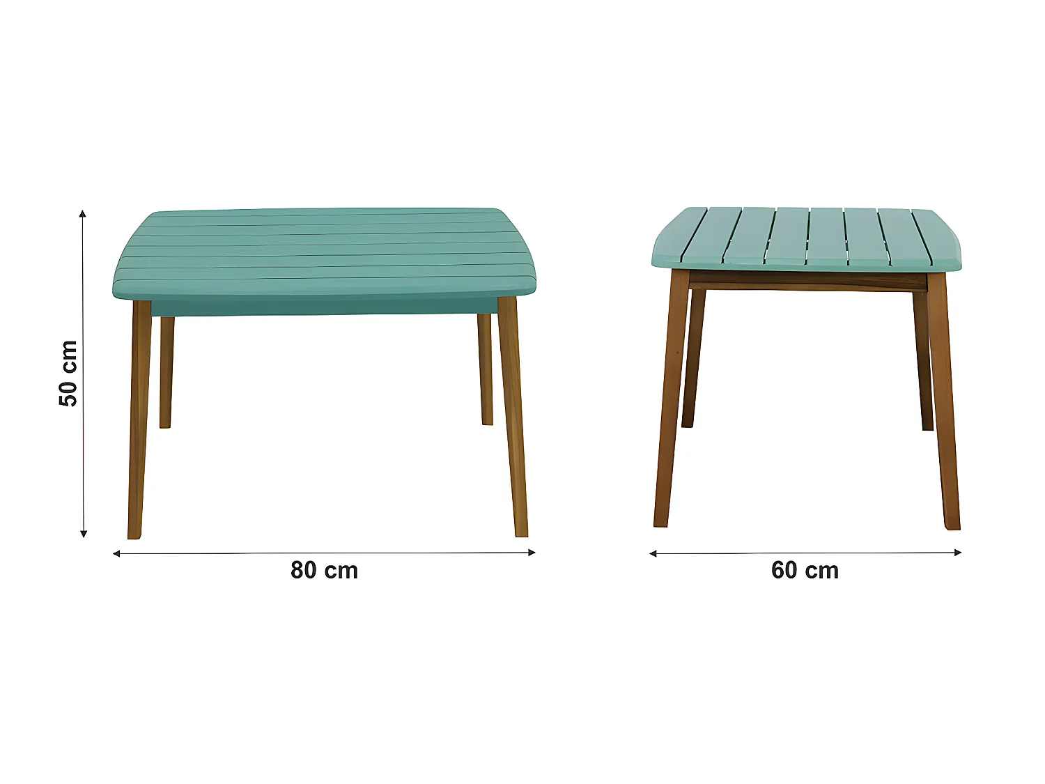 Mesa de jardín para niños de acacia azul turquesa - GOZO