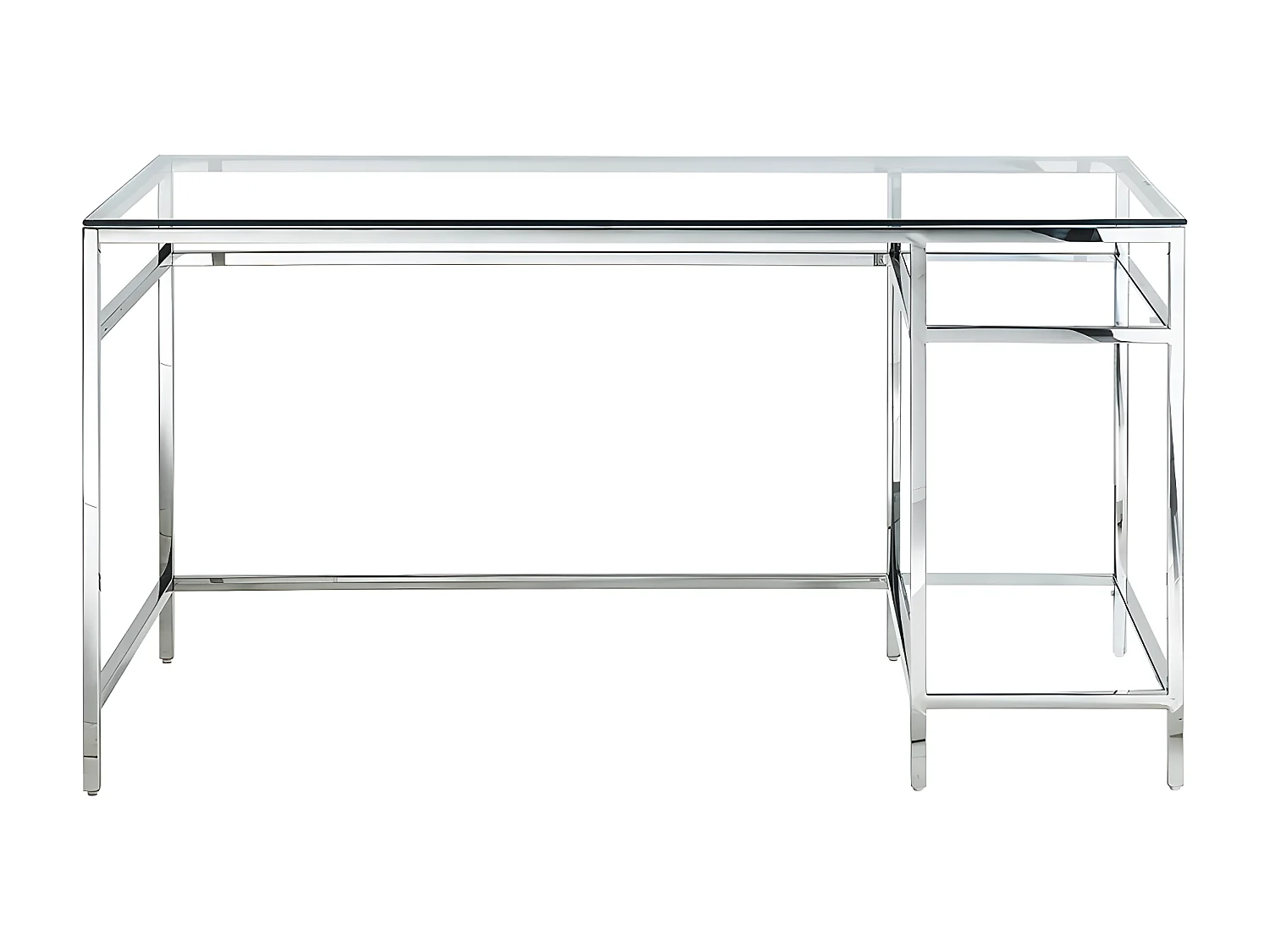 Bureau avec 2 étagères - Verre trempé et acier - Argent - TIZIO de Pascal Morabito