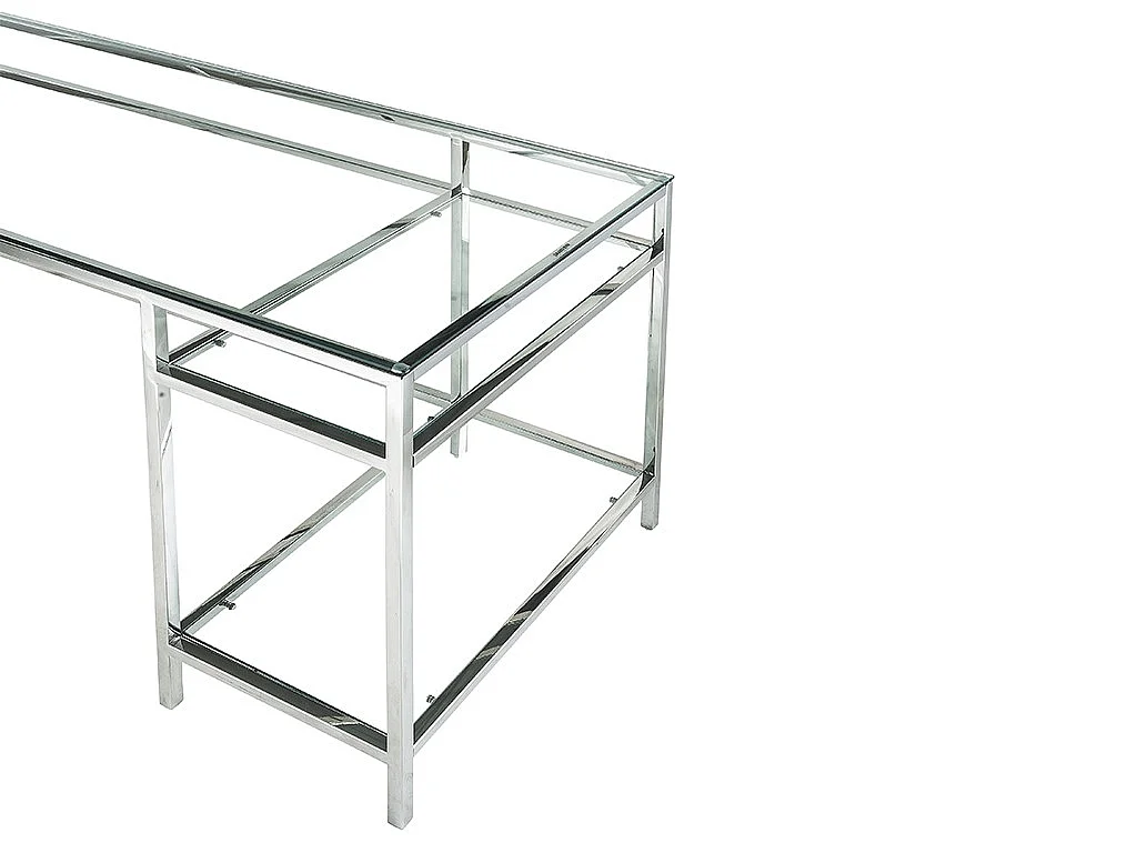 Bureau avec 2 étagères - Verre trempé et acier - Argent - TIZIO de Pascal Morabito