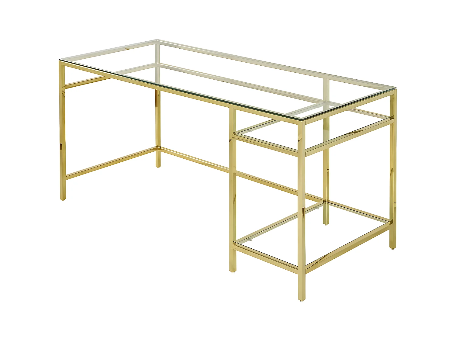Escritorio con 2 estanterías - Cristal templado y acero - Dorado - TIZIO de Pascal Morabito