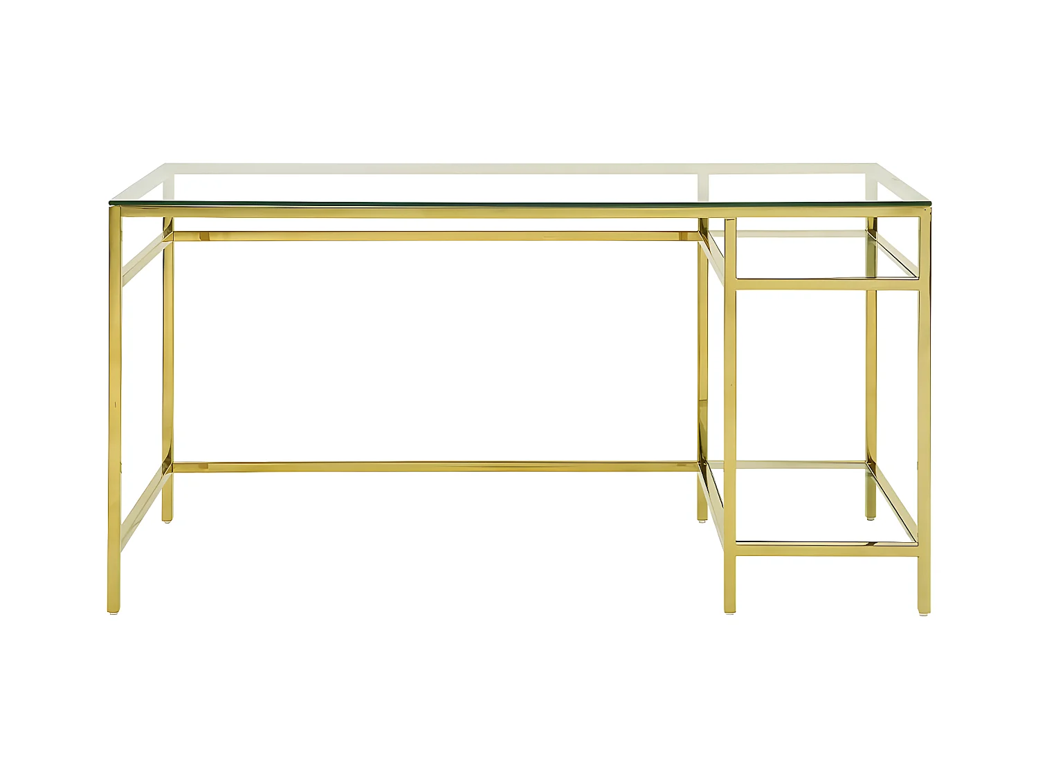 Escritorio con 2 estanterías - Cristal templado y acero - Dorado - TIZIO de Pascal Morabito