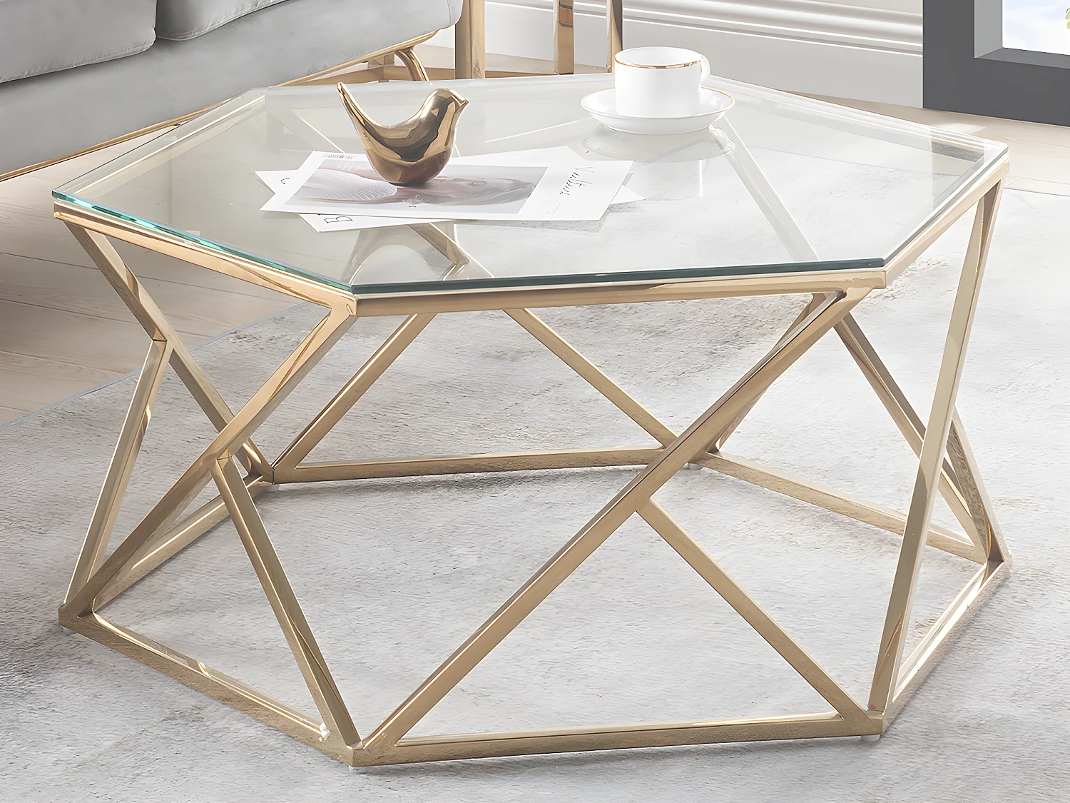 Tavolino in Vetro temperato e Acciaio inossidabile Dorato - KERIANE di Pascal MORABITO