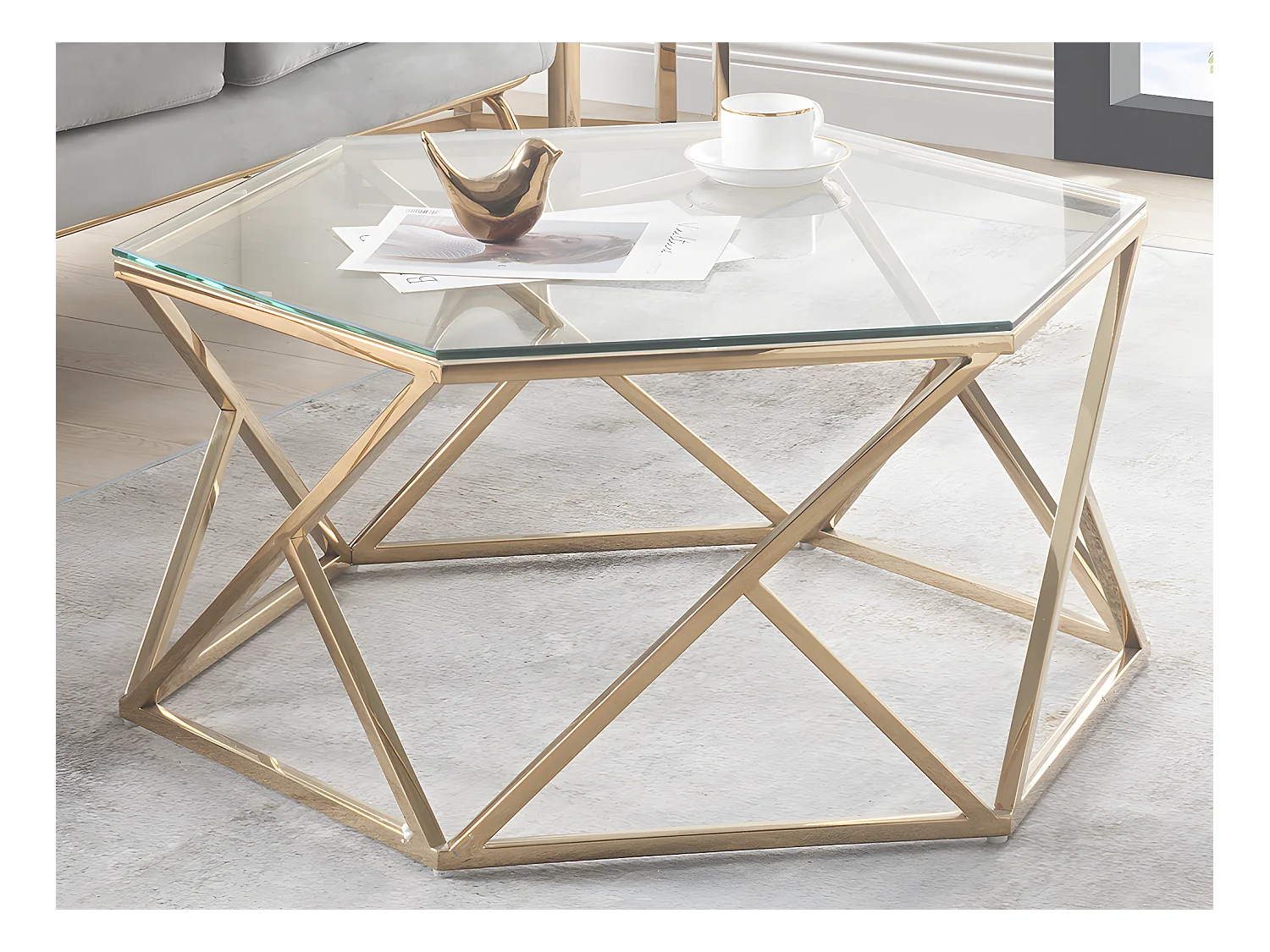 Table basse en verre trempé et acier inoxydable - Doré - KERIANE de Pascal MORABITO