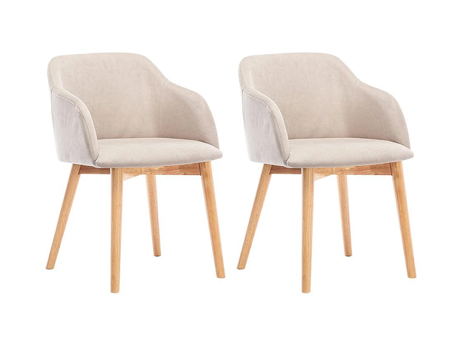 Set van 2 stoelen - Stof en hevea hout - Beige - JELISA