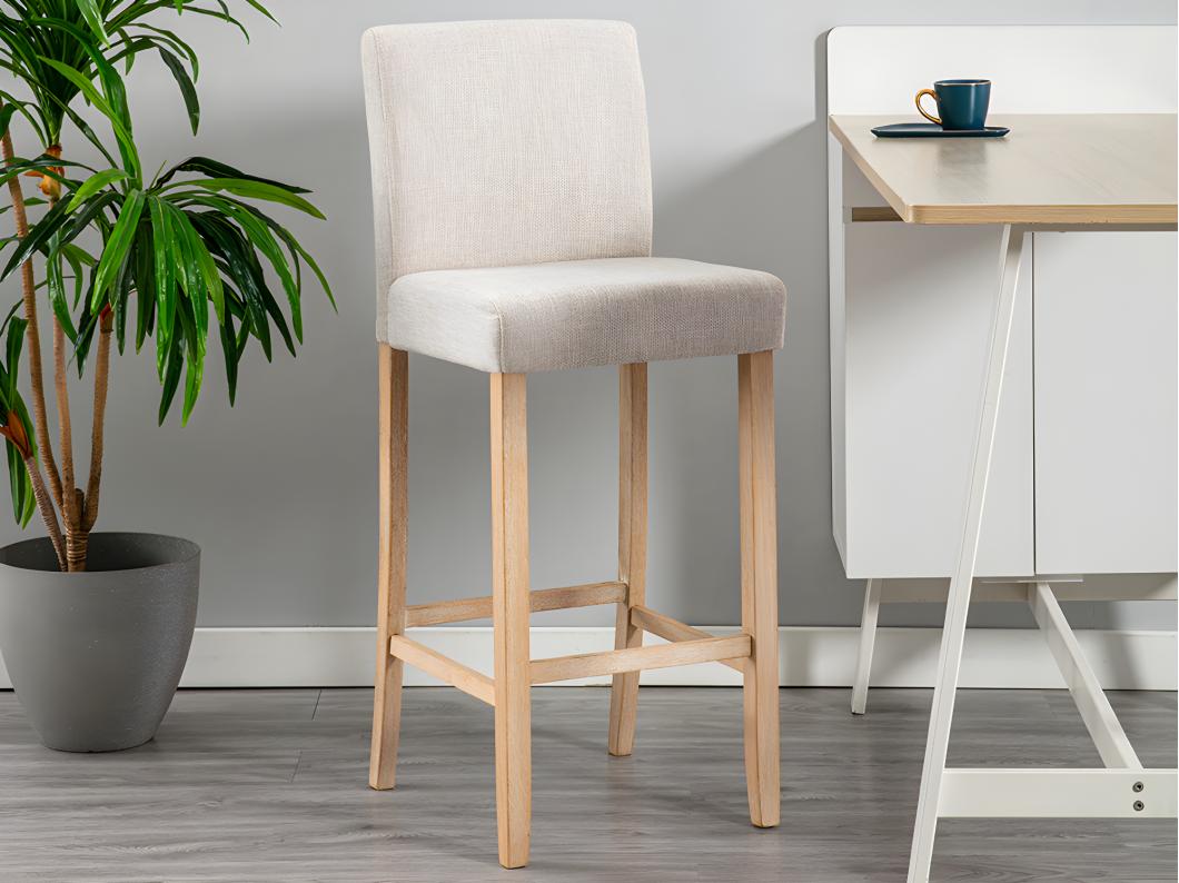 Lot de 2 tabourets de bar - Tissu - Beige - ROVIGO
