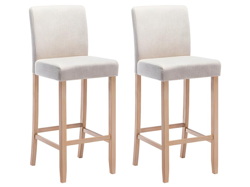 Lot de 2 tabourets de bar - Tissu - Beige - ROVIGO