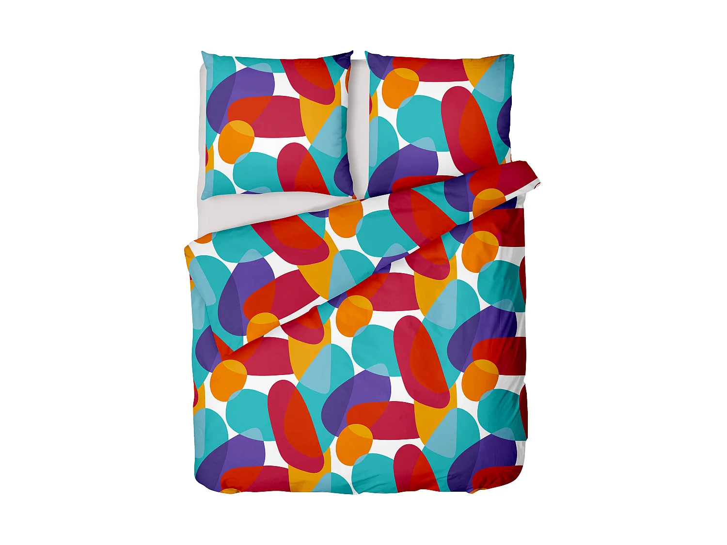 Parure de lit en coton 57 fils/cm² - Housse de couette 240 x 260 cm + 2 taies d'oreiller 63 x 63 cm - Multicolore - GEOMIX