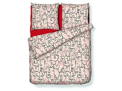 Komplet pościeli z bawełny, 57 włókien/cm² bawełna – poszwa na kołdrę 220 × 240 cm i 2 poszewki na poduszki 63 × 63 cm – wielokolorowe – FIGURE