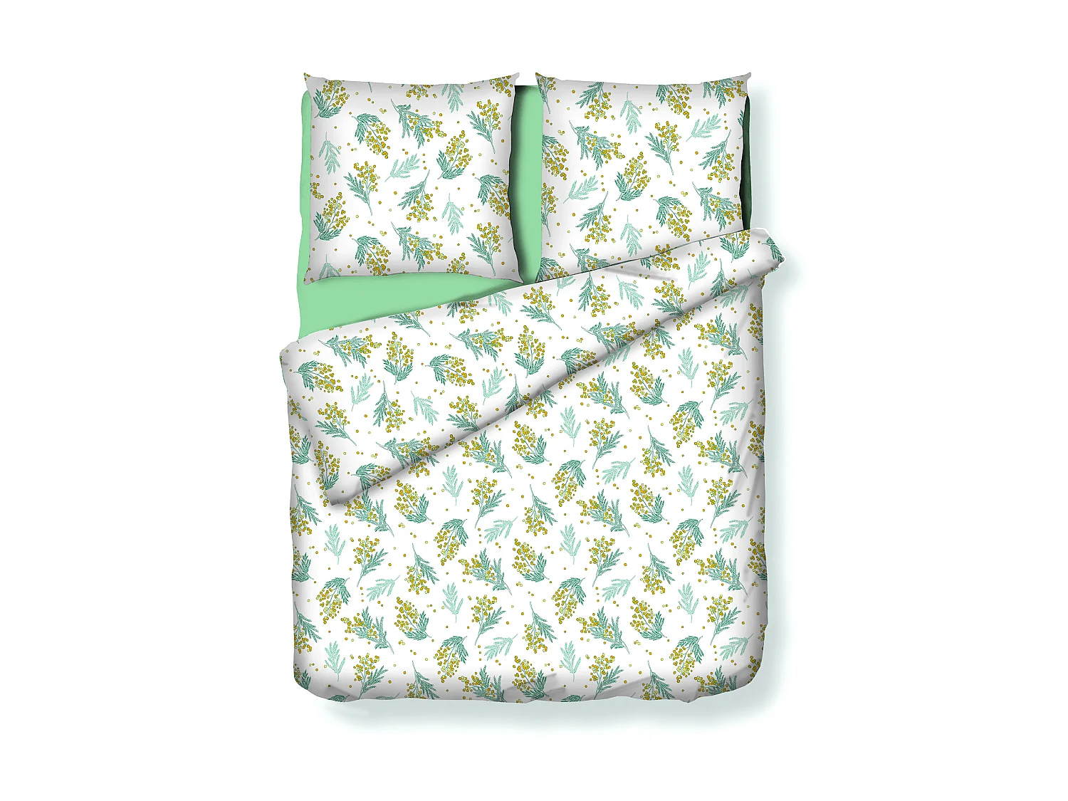 Beddengoedset van satijn 80 draden/cm² - Dekbedovertrek 240 x 260 cm + 2 kussenslopen 63 x 63 cm - Meerkleurig - BOCAGE