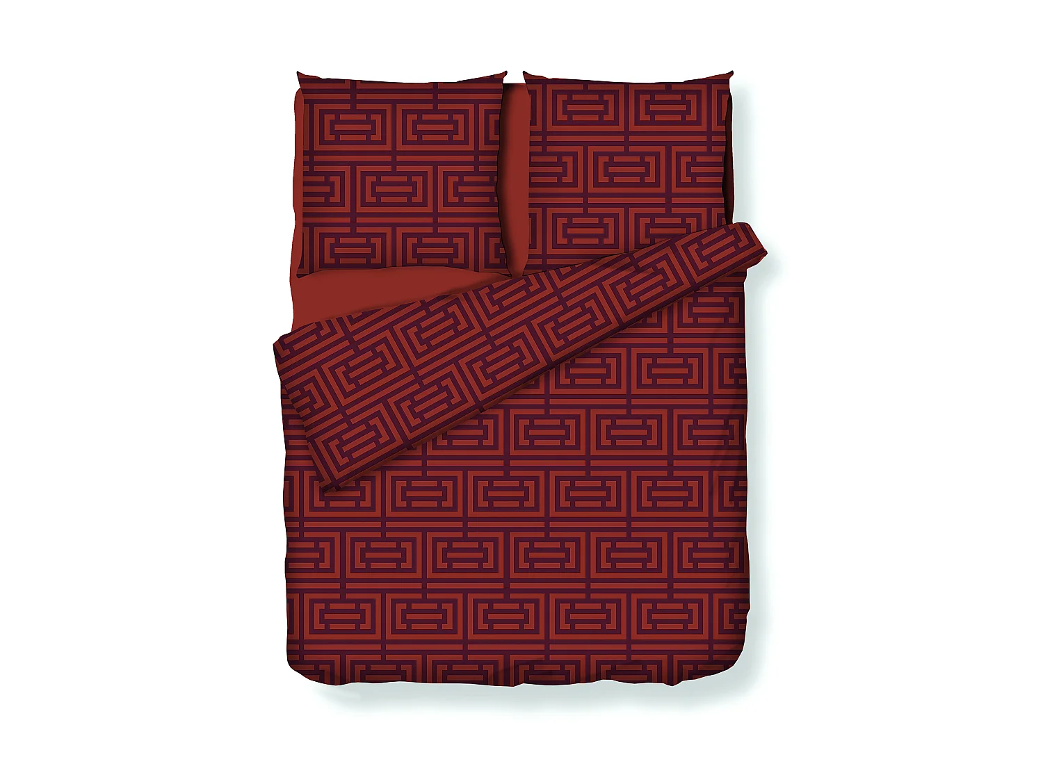 Satin-Bettwäsche mit 80 Fäden/cm² - Bettbezug 240 x 260 cm + 2 Kissenbezüge 63 x 63 cm - Terrakotta - BURBY