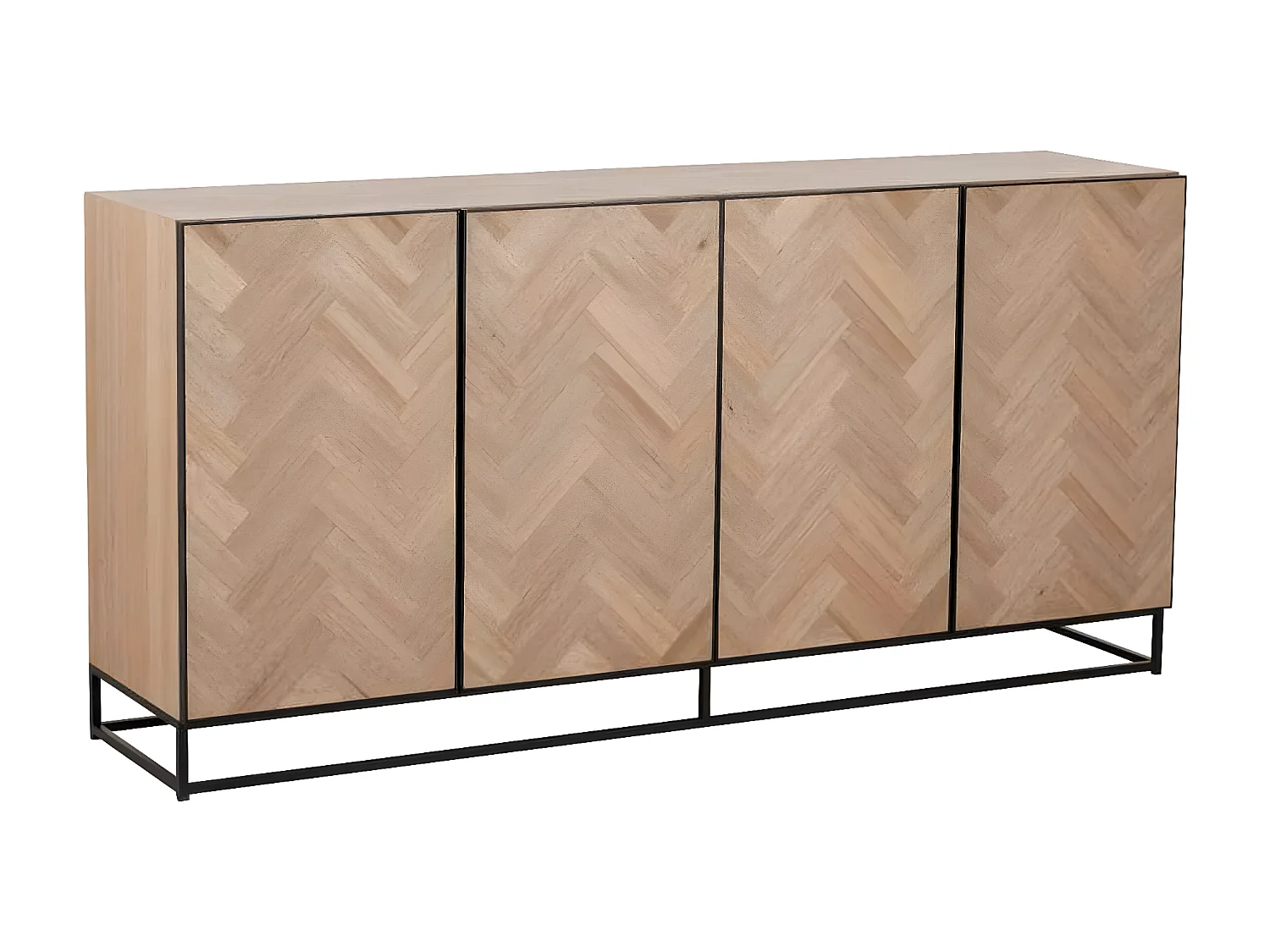 Buffet 4 Portes "Miraza" 180cm Naturel & Noir