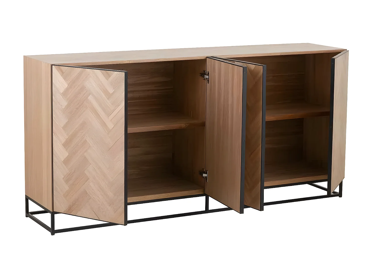 Buffet 4 Portes "Miraza" 180cm Naturel & Noir