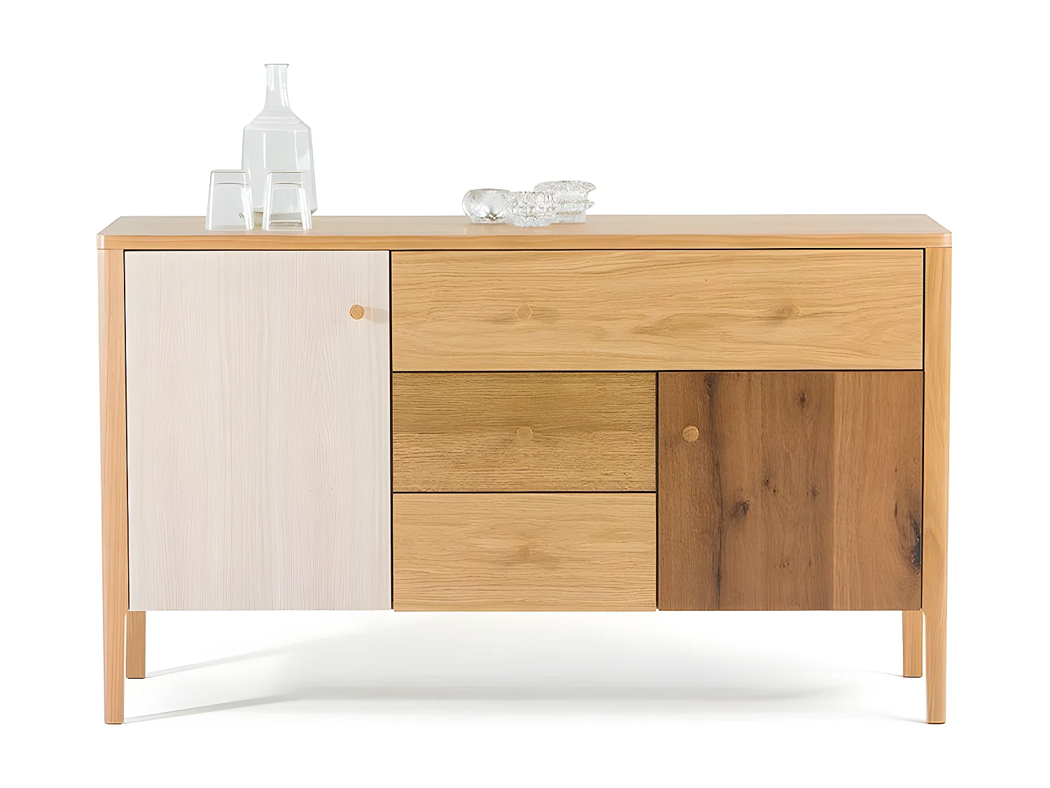 Armoire 2 Portes & 1 Tiroir "Flora" 80cm Chêne