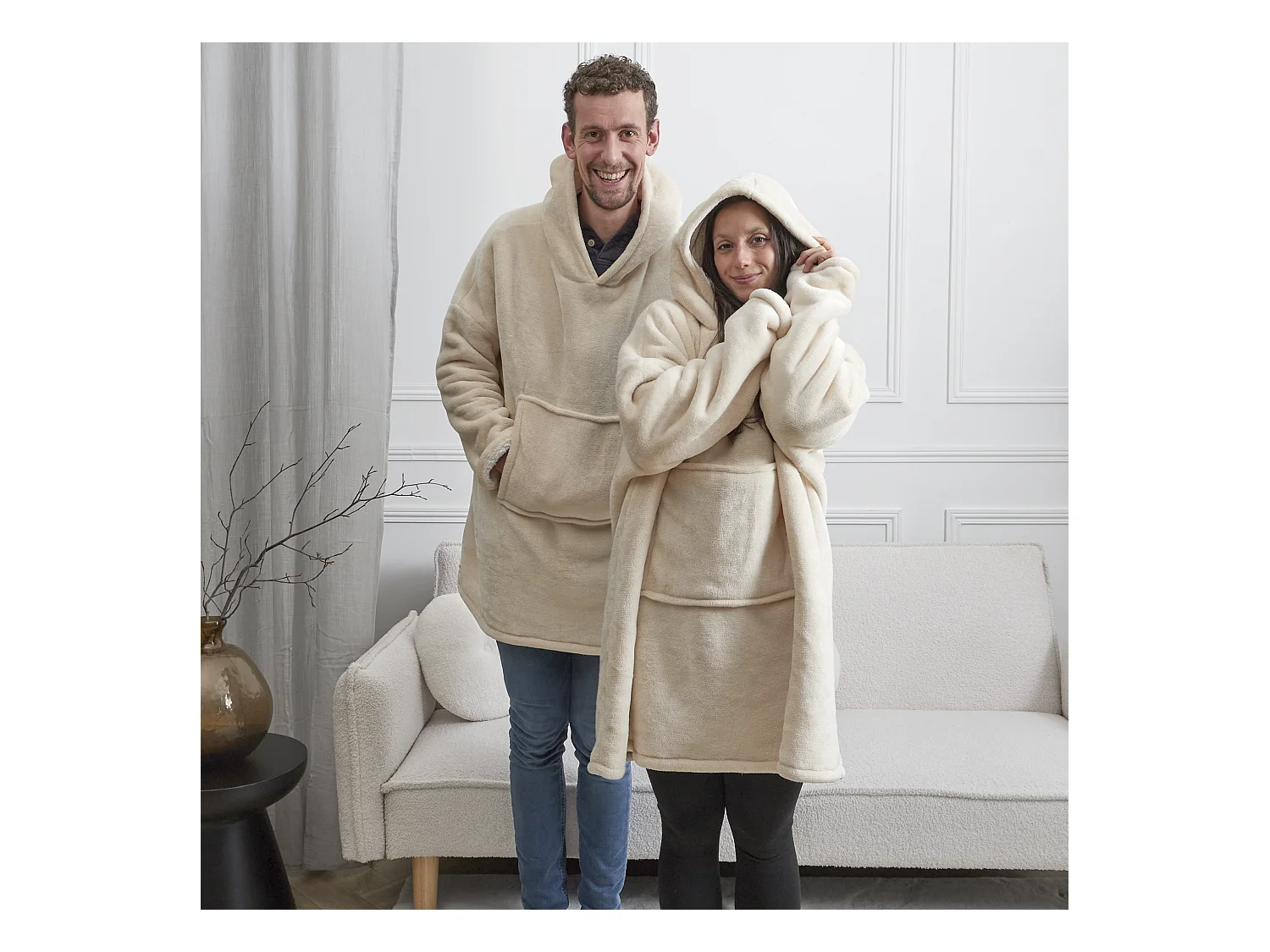 Sweat A Capuche Interieur Sherpa Lin Beige