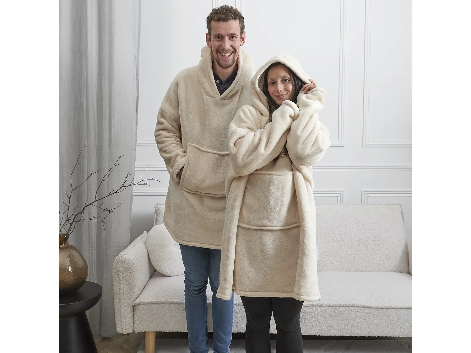 Sweat A Capuche Interieur Sherpa Lin Beige