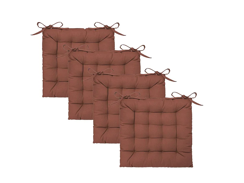 Lot de 4 Galettes de chaise en Coton Terracotta 38 x 38 cm