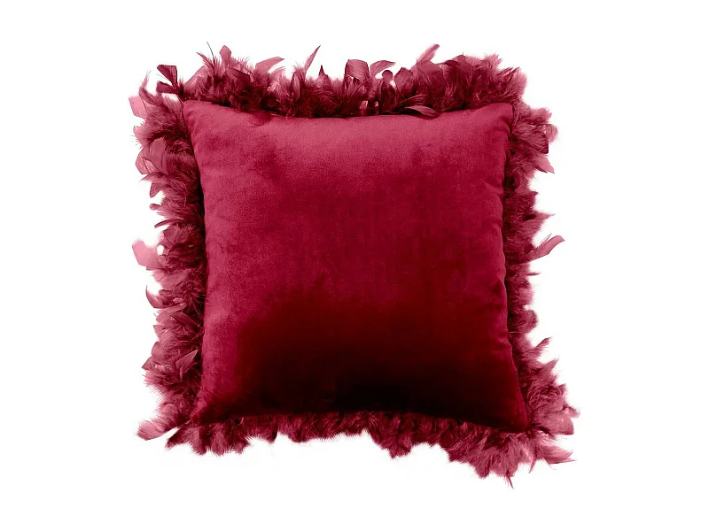 Coussin Déco Plumes "Marlina" 40x40cm Bordeaux