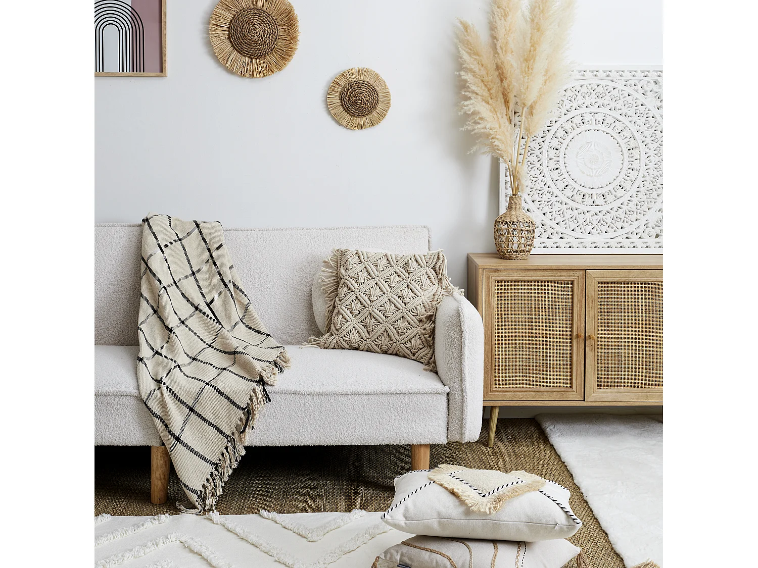 Coussin Beige Macrame 40x40cm Beige