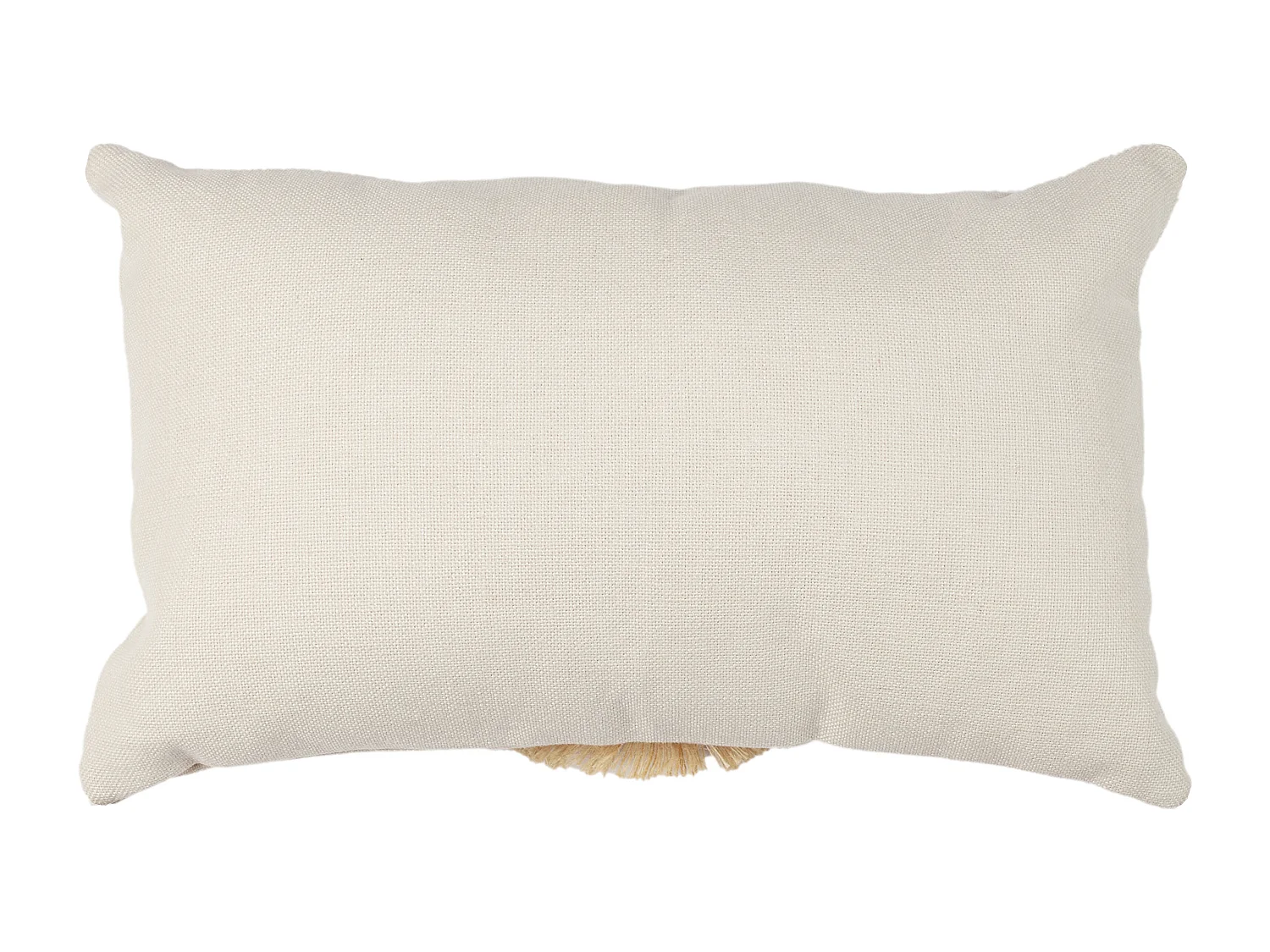 Coussin Beige Et Blanc Frange Pompons 30x50cm Beige
