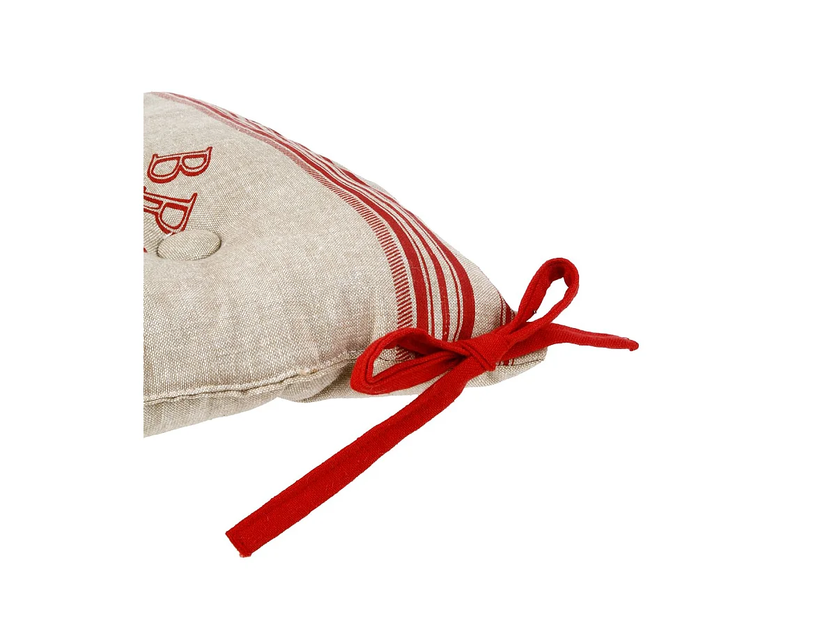 Lot de 6 Galettes de chaise en Coton Beige et Rouge 40 x 40 cm