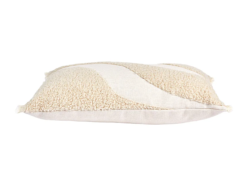 Coussin Beige Et Blanc Tufte 30x50cm Beige