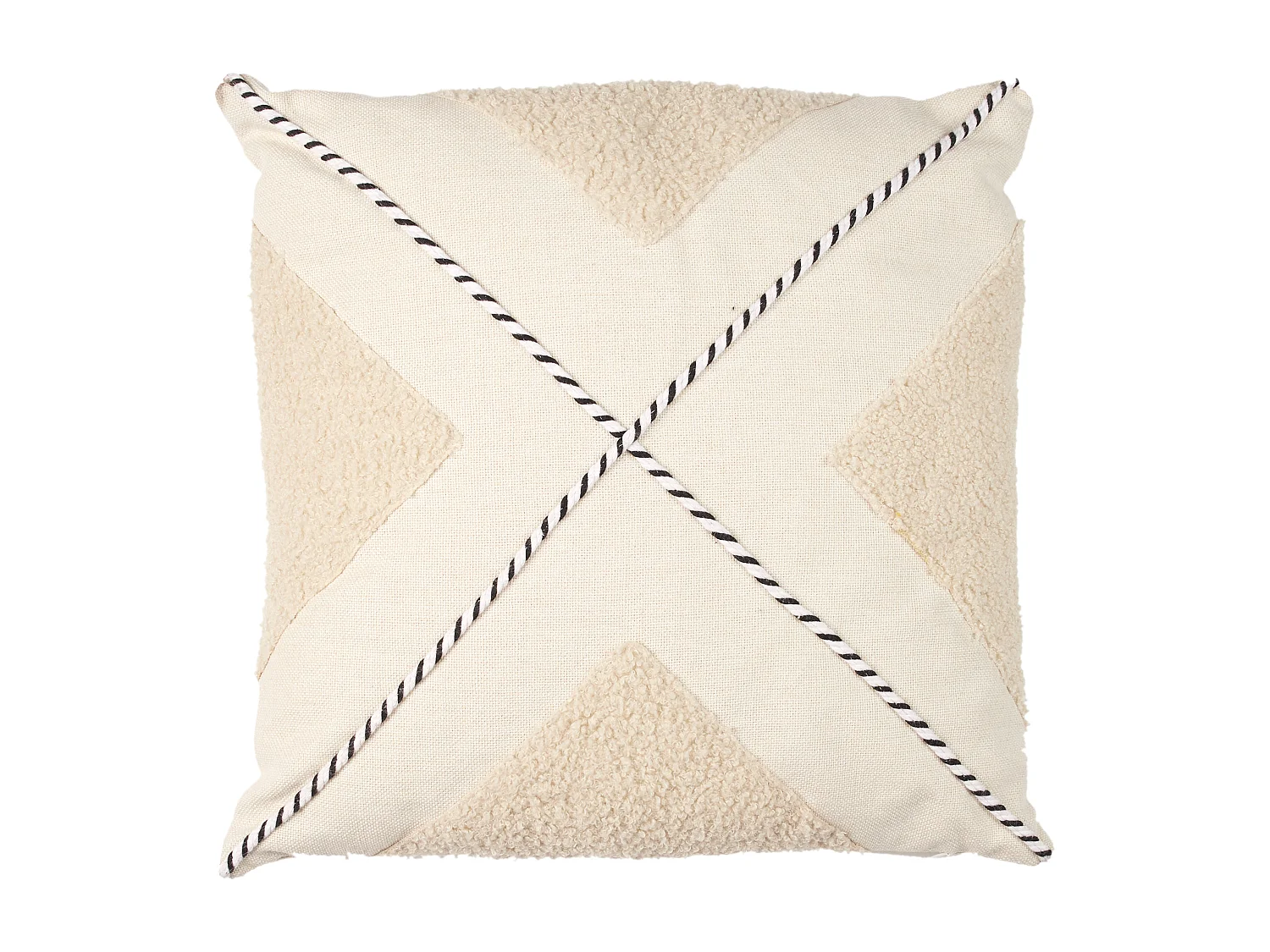 Coussin Beige Et Blanc Tufte A Pompons 40x40cm Beige
