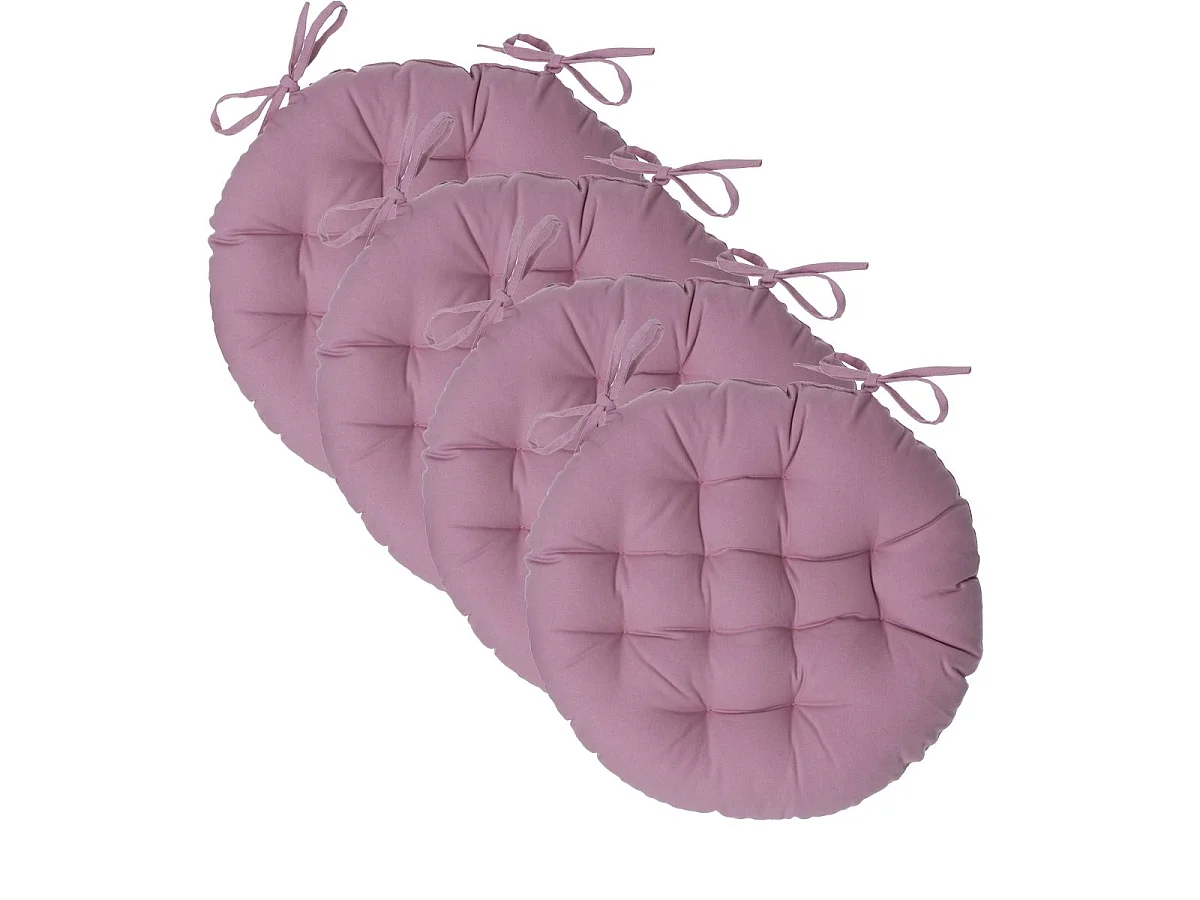 Lot de 4 Galettes de chaise en Coton Rose D 38 cm
