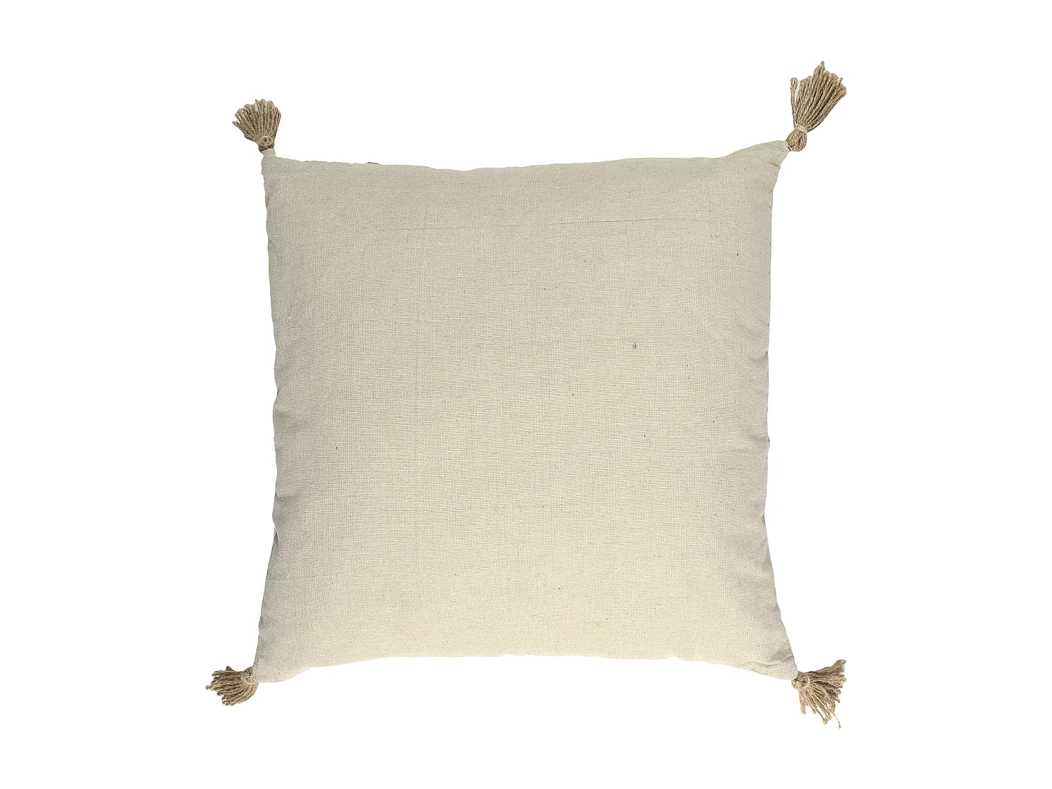 Coussin Beige Et Blanc A Pompons 40x40cm Beige
