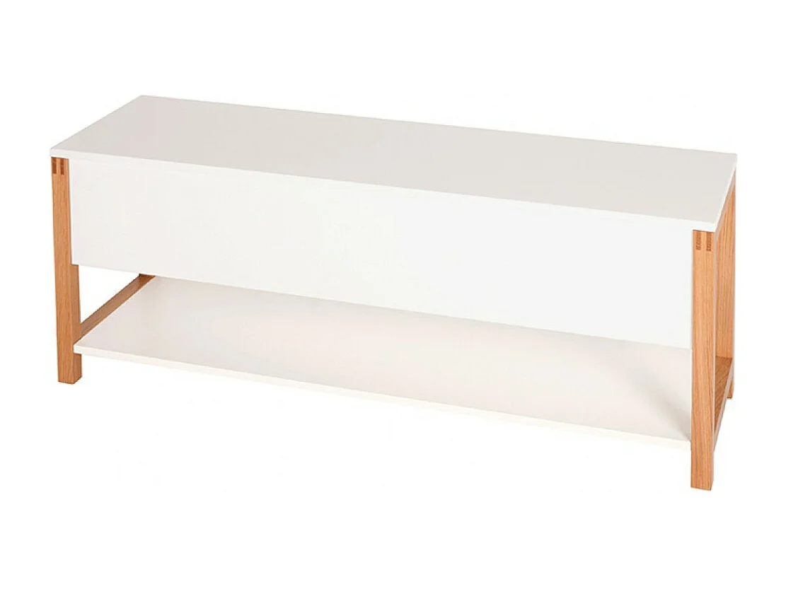 Banc de Rangement Design "Northgate" 120cm Chêne & Blanc