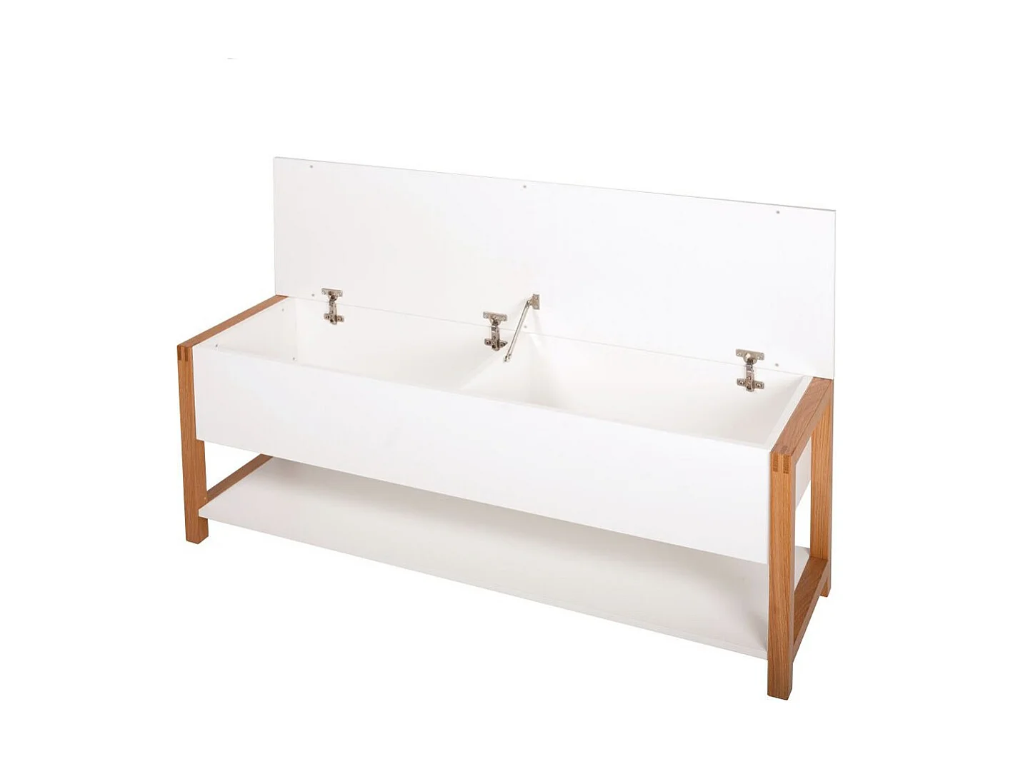 Banc de Rangement Design "Northgate" 120cm Chêne & Blanc