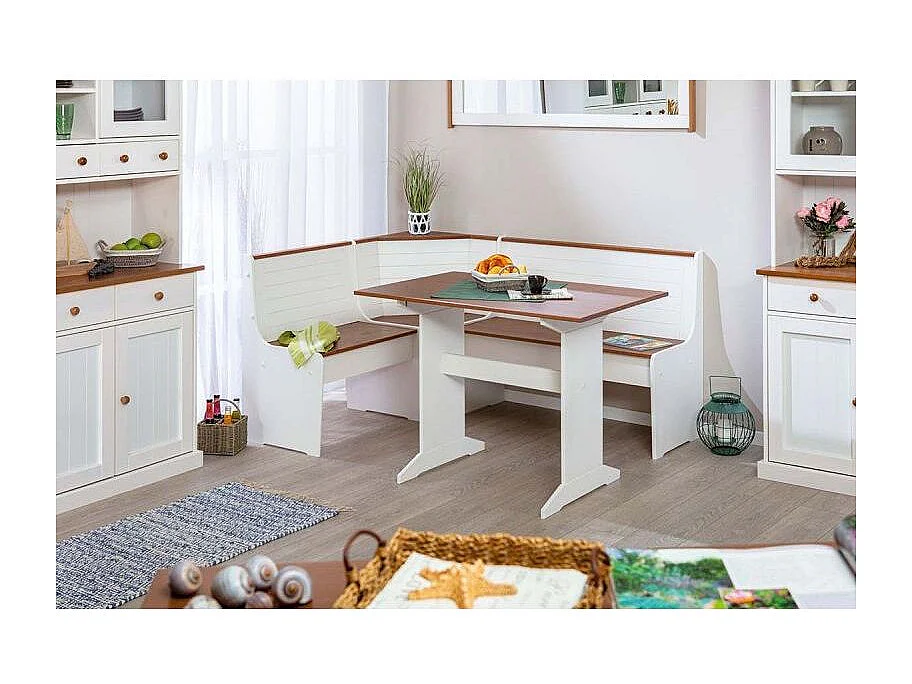 Campanou donker-witte massief grenen bank 110 cm