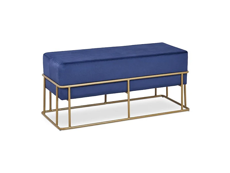 Banquette Tristan Velours Bleu Pieds Or