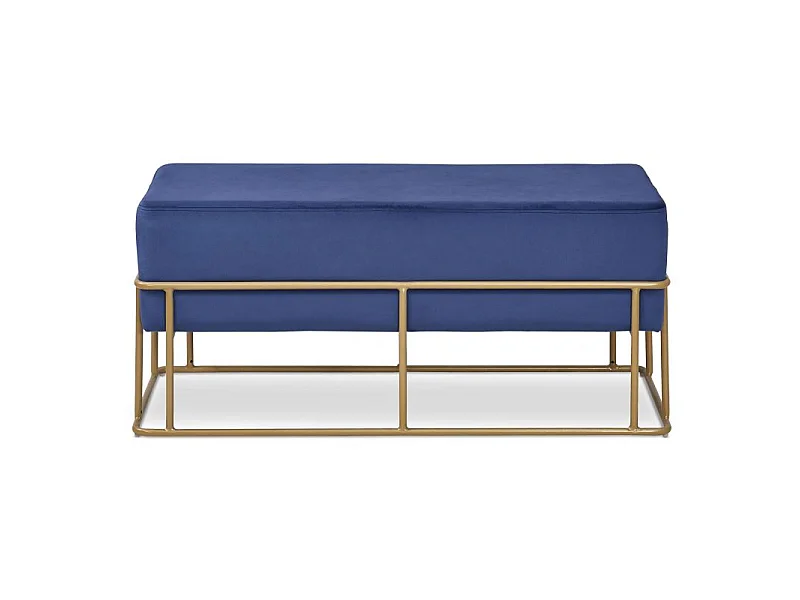 Banquette Tristan Velours Bleu Pieds Or