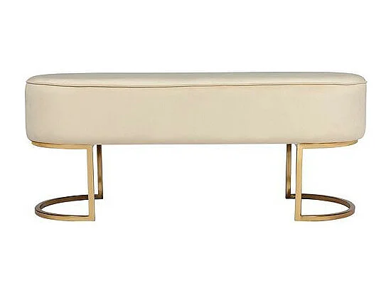 Banc Design en Velours "Athea" 105cm Crème & Or